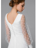 Ivory Chiffon Polka Dot Tulle Modern Wedding Dress
